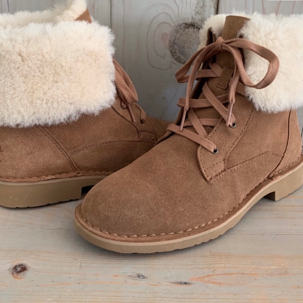 NEW UGG WEYLYN CHESTNUT SHEARLING BOOTS